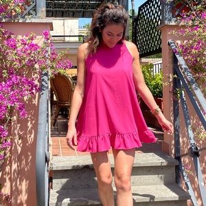 Hot pink mini dress